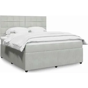 Postel vidaXL Box spring postel s matrací 180x200 cm samet [3292408] Barva: světle šedá