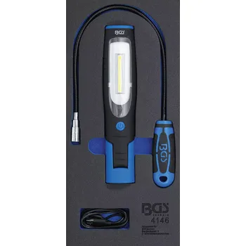 Sada ruční lampy a lampy s magnetem v pěnové výplni, 3dílná, BGS 4146