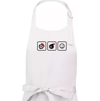 Kuchyňská zástěra Turbodiesel úsměv - Pánská zástěra na vaření - Univerzální velikost ( Bílá )