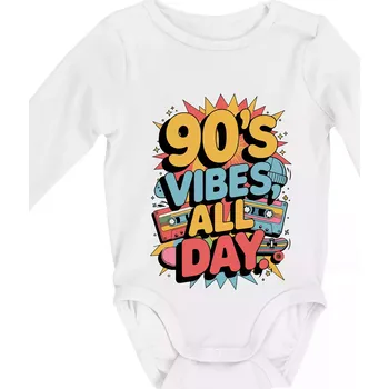 Kojenecký body 90s vibes all day - Body kojenecké s dlouhým rukávem - Dlouhý r. do 3 měs ( Bílá )