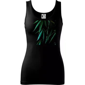 Dámské tričko Ganja listy - čtverec - Dámské tílko - S ( Černá )