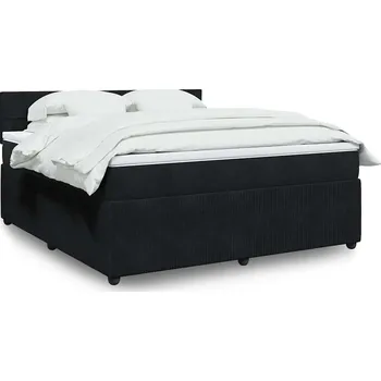 Postel vidaXL Box spring postel s matrací 180x200 cm samet [3290108] Barva: Černá