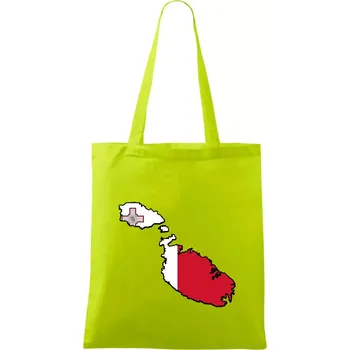 Mapa Malta s vlajkou - Taška bavlněná - 42 x 38 cm ( Limetková )