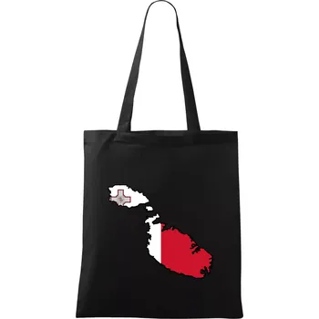 Nákupní taška Mapa Malta s vlajkou - Taška bavlněná - 42 x 38 cm ( Černá )
