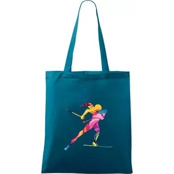 Barevná běžkařka - Taška bavlněná - 42 x 38 cm ( Petrolejová )