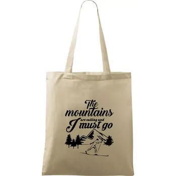 The mountains are calling běžkař - Taška bavlněná - 42 x 38 cm ( Naturální )