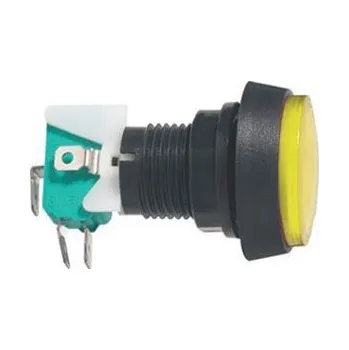 vypínač Přepínač tlačítko kul. ON-(ON) 250V/10A s mikrospínačem žluté
