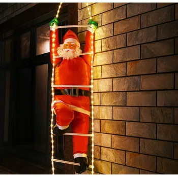 Vánoční dekorace Goleto Santa Claus na žebříku 48 LED | 90 cm