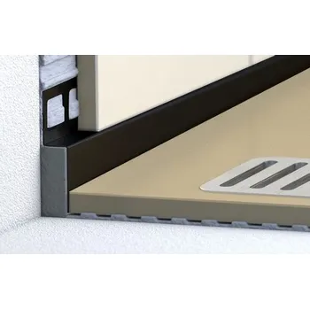 Stavební profil Spádová lišta stěnová, chemická nerez komaxit černá 12,5/1000 levá