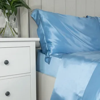 Prostěradlo Hedvábné prostěradlo světle modré 19 momme Rozměr: 180x200+26cm (dvoulůžko)