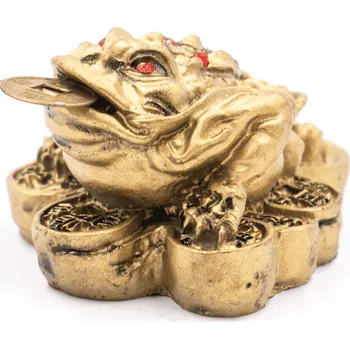 Milujeme Kameny Třínohá žába - soška Feng shui - zlatá barva DR30 535948