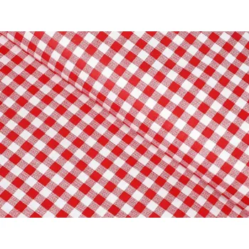 Bavlněná látka/plátno Sandra SA-056 Červeno-bílé kostičky - šířka 145 cm
