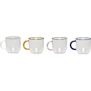 Hübsch Skleněný hrneček Clear & Color 450 ml Čirá