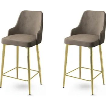 Barová židle Sada barových židlí Enox Cappuccino and Gold, 2 ks, kávová