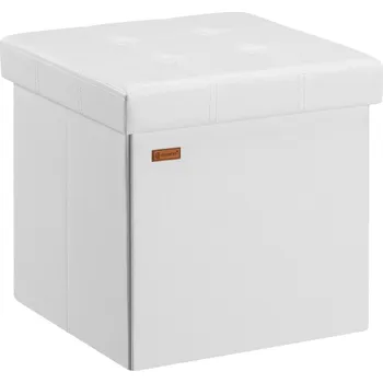 Taburet Čalouněný skládací taburet s úložným prostorem 38 x 38 x 38 cm |bílá