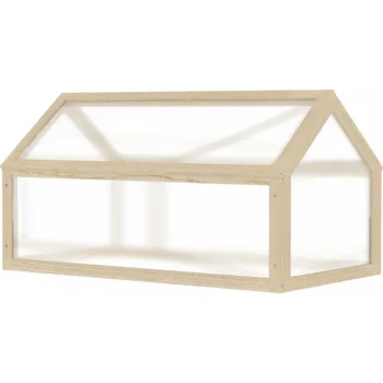 Skleník Dřevěný rám s polykarbonátovými deskami - mini skleník 90 x 52 x 49,5 cm | přírodní