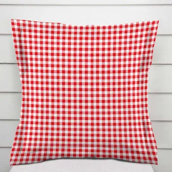 Povlak na polštářek Bavlněný povlak na polštář s lemem Sandra SA-056 Červeno-bílé kostičky 50 x 60 cm