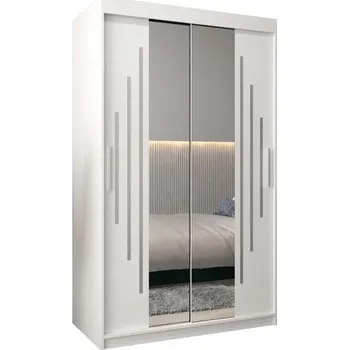 Šatní skříň Šatní skříň s posuvnými dveřmi a dvoudílným zrcadlem YORK1 - 120x200cm -Bílá-