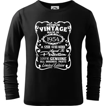 Chlapecké tričko Vintage Etiketa - 1954 - Triko dětské Long Sleeve - 122 cm/6 let ( Černá )