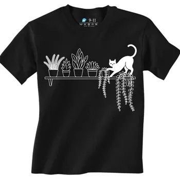 Chlapecké tričko Dětské tričko Moje kočka mi shazuje květináče! (Velikost: 3-4, Barva: Černá)