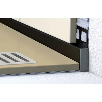 Stavební profil Spádová lišta stěnová, chemická nerez komaxit černá 12,5/2000 pravá