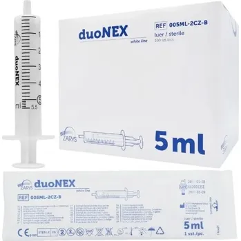 Injekční stříkačka ZARYS International Group Injekční stříkačka duoNEX, 2 dílná, Luer, sterilní, 2ml,3ml,10ml, 100ks Objem: 5 ml