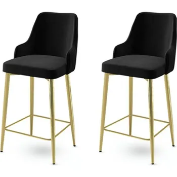 Barová židle Sada barových židlí Enox Black and Gold, 2 ks, černá