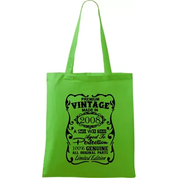 Nákupní taška Vintage Etiketa - 2008 - Taška bavlněná - 42 x 38 cm ( Apple Green )