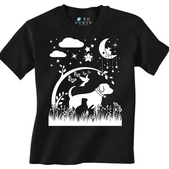 Chlapecké tričko Dětské tričko Noční procházka se zvířaty (Velikost: 3-4, Barva: Černá)