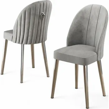Sada jídelních židlí Mara Grey and Chrome, 2 ks, šedá