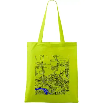 Praha 18200 - Mapa s vodními toky - Taška bavlněná - 42 x 38 cm ( Limetková )