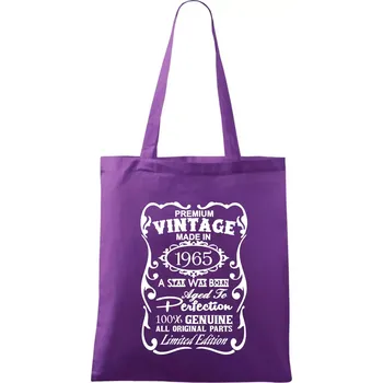Vintage Etiketa - 1965 - Taška bavlněná - 42 x 38 cm ( Fialová )