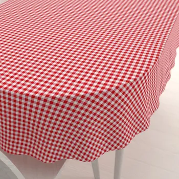 ubrus Bavlněný oválný ubrus Sandra SA-056 Červeno-bílé kostičky 120x160 cm