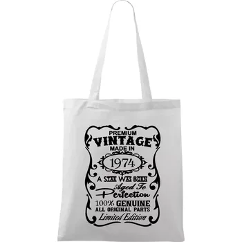 Vintage Etiketa - 1974 - Taška bavlněná - 42 x 38 cm ( Bílá )