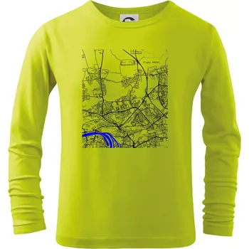 Dětská móda Praha 18200 - Mapa s vodními toky - Triko dětské Long Sleeve - 104-110cm / 3-4 roky ( Limetková )