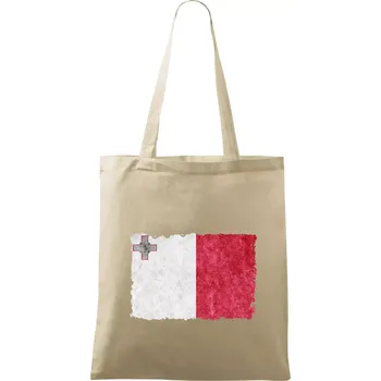 Vlajka Malta okousaná - Taška bavlněná - 42 x 38 cm ( Naturální )