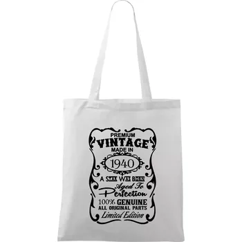Vintage Etiketa - 1940 - Taška bavlněná - 42 x 38 cm ( Bílá )
