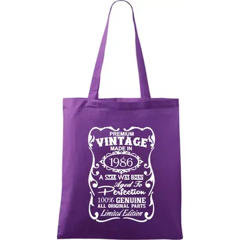 Vintage Etiketa - 1986 - Taška bavlněná - 42 x 38 cm ( Fialová )