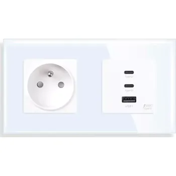 Elektrická zásuvka YIWU zásuvka + USB-C + USB-A Rychlonabíječka kompletní bílá