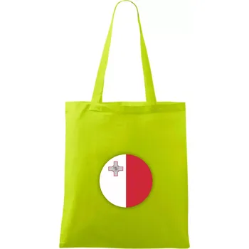 Vlajka Malta kulatá velká - Taška bavlněná - 42 x 38 cm ( Limetková )