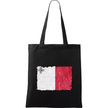 Vlajka Malta okousaná - Taška bavlněná - 42 x 38 cm ( Černá )