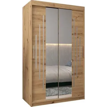 Šatní skříň Šatní skříň s posuvnými dveřmi a dvoudílným zrcadlem YORK1 - 120x200cm -Dub Artisan-