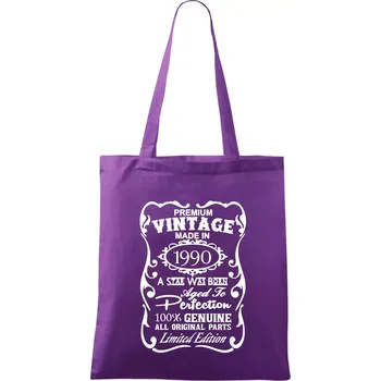 Vintage Etiketa - 1990 - Taška bavlněná - 42 x 38 cm ( Fialová )