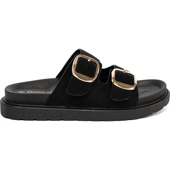 Dámské pantofle Dámské černé nazouváky se zlatými přezkami 222-2B Velikost: 40