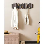 Nástěnný věšák černé jedlové dřevo zlaté háčky na kabáty retro industriální styl předsíň chodba Beliani