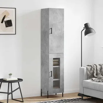 Příborník do zásuvky vidaXL Skříň highboard 34,5x34x180 cm kompozit [3199050] Barva: Betonová šedá