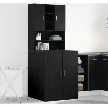 Koupelnový nábytek vidaXL Skříň na pračku 2 pcs Černý dub 70.5 x 71.5 x 181.5 cm [3332516]