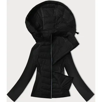 Černá dámská prošívaná bunda z různých spojených materiálů J Style (16M9226-392) odstíny černé S (36)