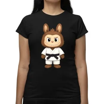 Žertovný předmět Panenka Bubu bojový umělec - dámské tričko s potiskem pro fanoušky Labubu- Tričkový.cz