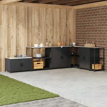 Kuchyňská linka vidaXL Skladování v kuchyni s policí Černá 60 x 50 x 92 cm Ocel [874954]